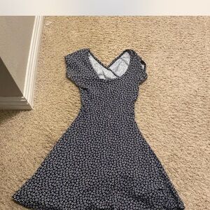 Brandy Melville Navy and White Floral Midi Dress